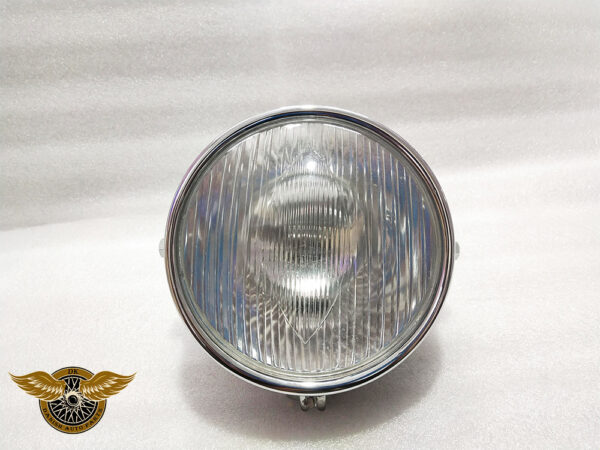 8″ Inches Miller Headlamp Headlight 2 Holes Curved Glass Chrome