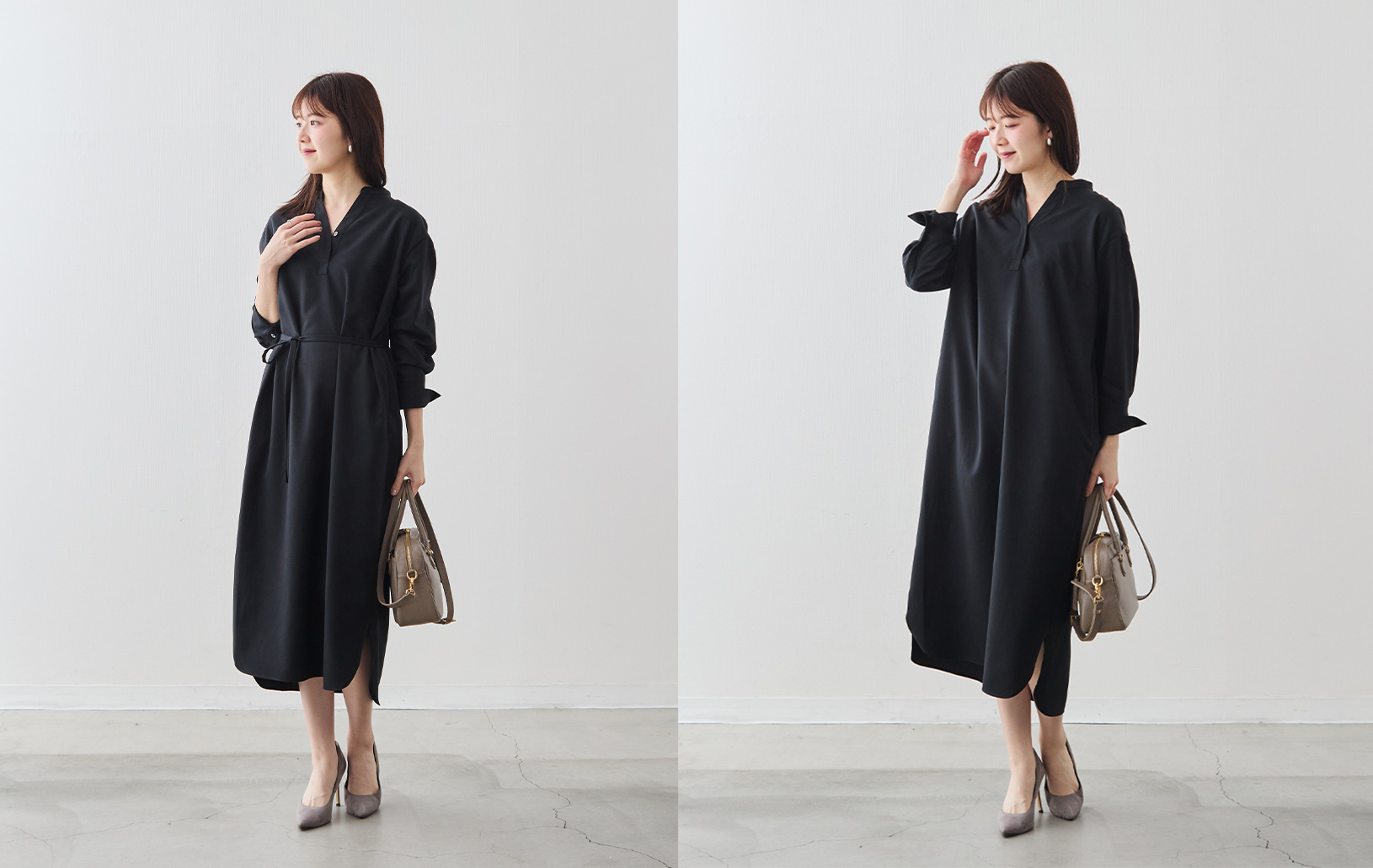 ウールブレンドスキッパーワンピース/ウォッシャブル/モカブラウン