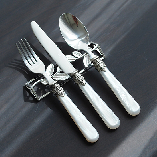M kurakuen]エレガントカトラリー パールホワイト【ディナー
