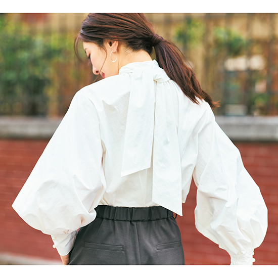 優待価格[THREE SQUARE]スタンドカラー2WAYリボンブラウス | KOBUNSHA