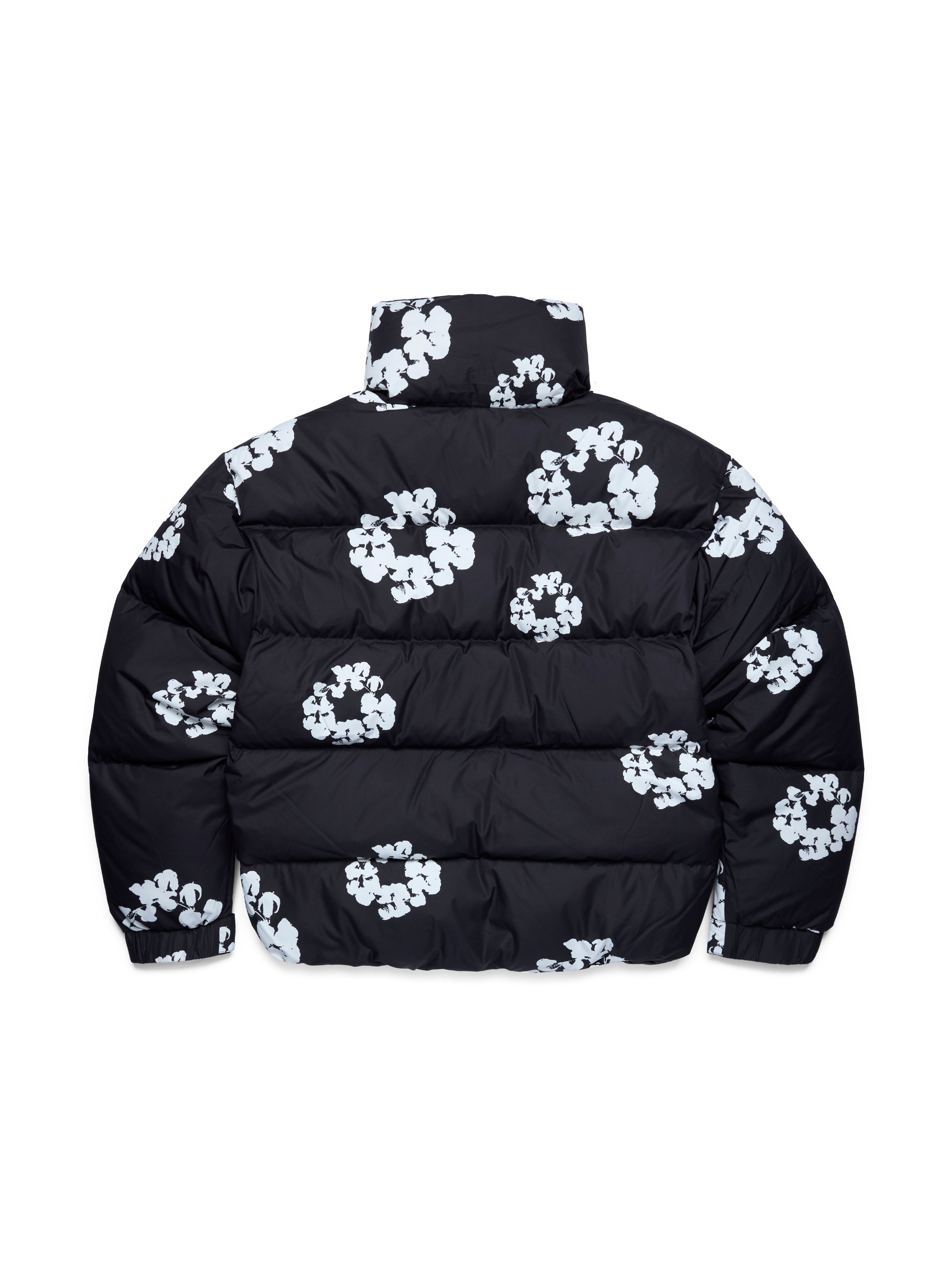 Cotton Wreath Puffer Jacket Black – DENIM TEARS