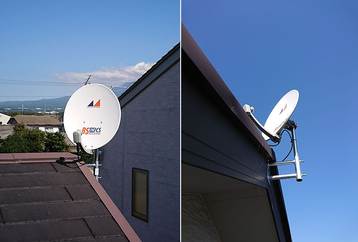 衛星放送アンテナ風速40M対応工事｜施工事例｜あんどう電機