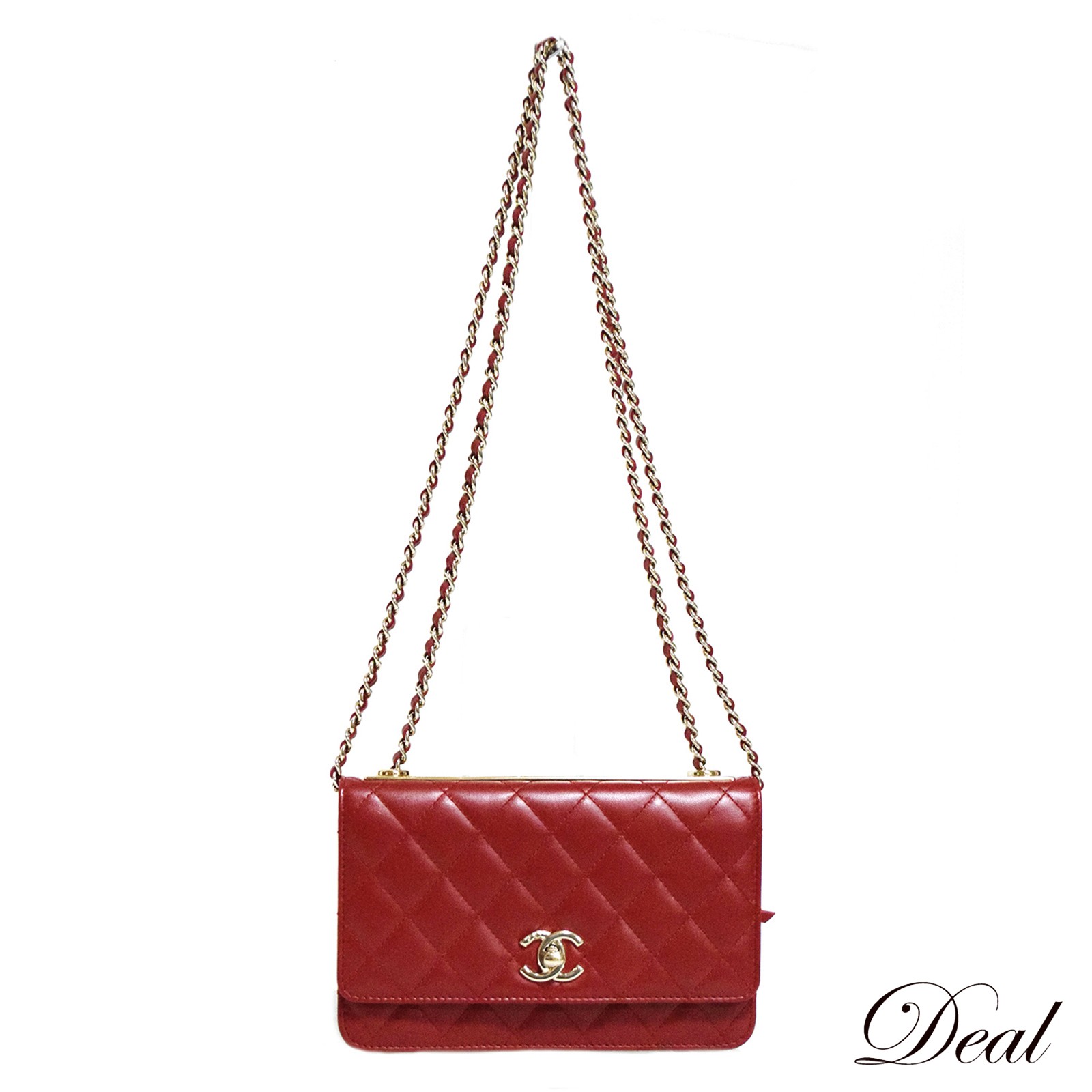 SALE CHANEL シャネル マトラッセ ロゴプレート 赤 レディース