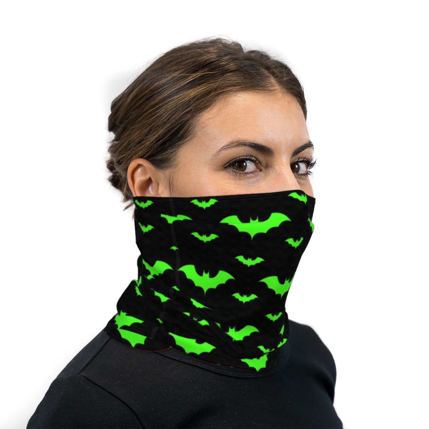 Halloween Black and Green Slime Bats Neck Gaiter Face Mask | Deco
