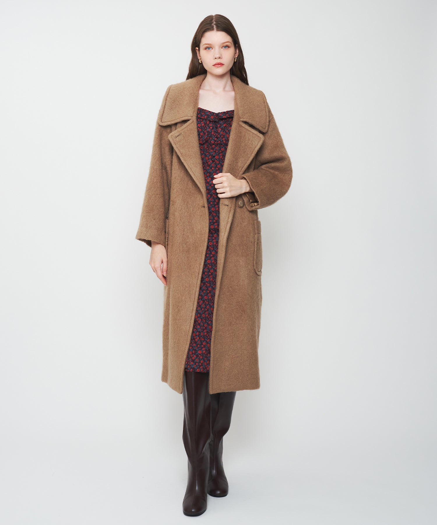 モヘヤシャギーステンカラーコート