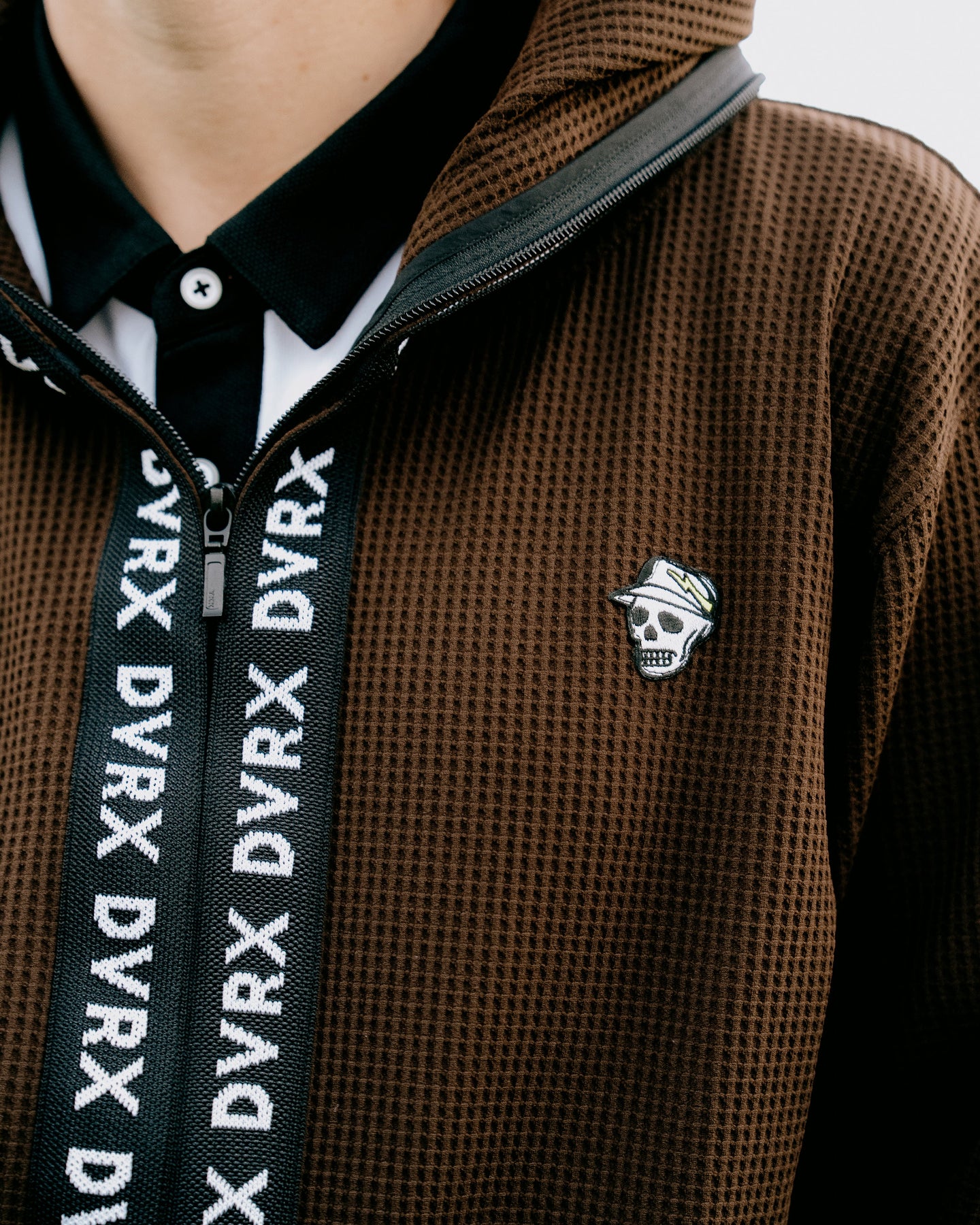 Southern DrawワッフルFull Zipロゴテープフーディー 763572110-BROWN