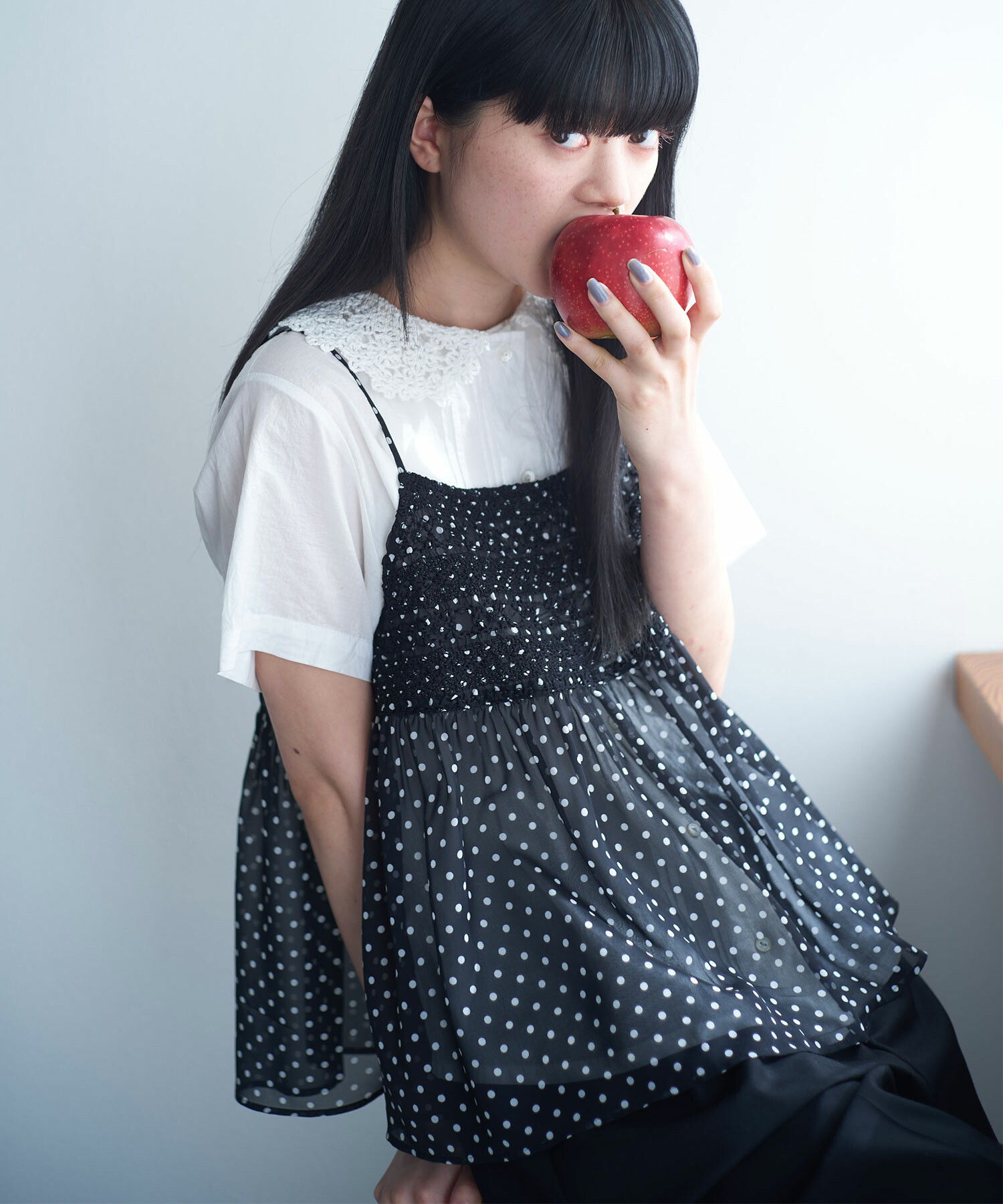 AMBIDEX Store 〇 ドット刺繍 キャミソール(F クロ): bulle de savon