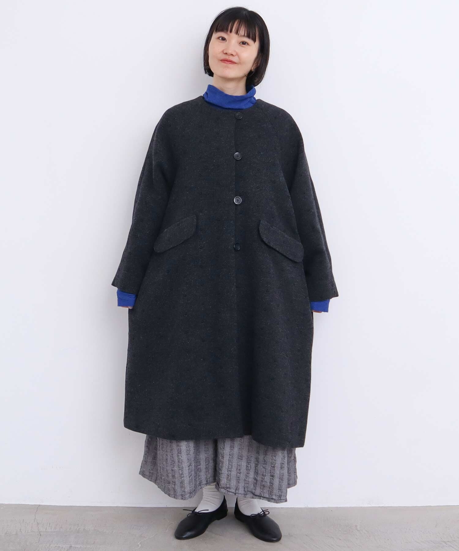 AMBIDEX Store ○ドット刺繍 ノーカラーコート(F ピンク): l'atelier