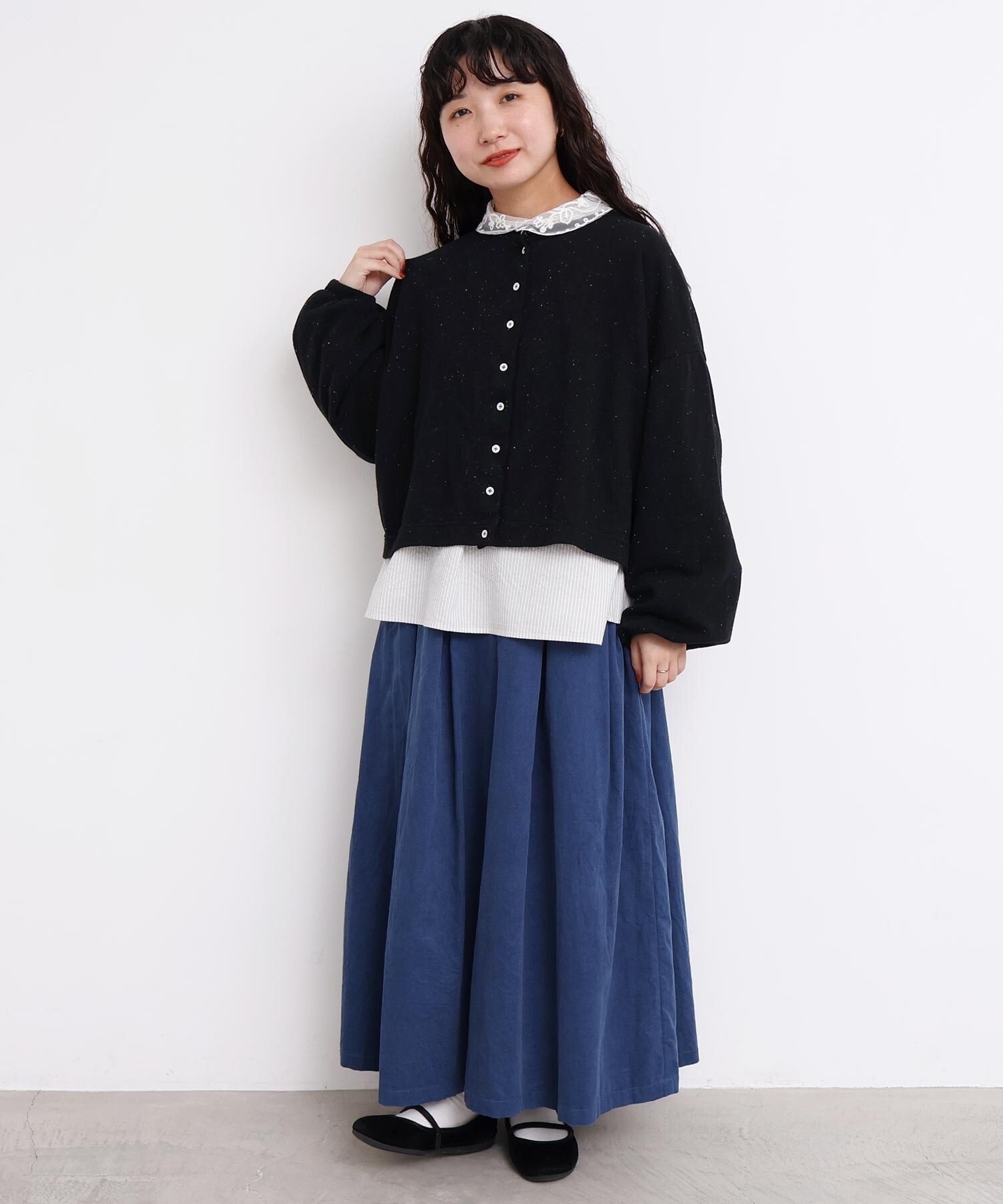 AMBIDEX Store カラフルネップ裏毛 ミニカーディガン(F パープル): l