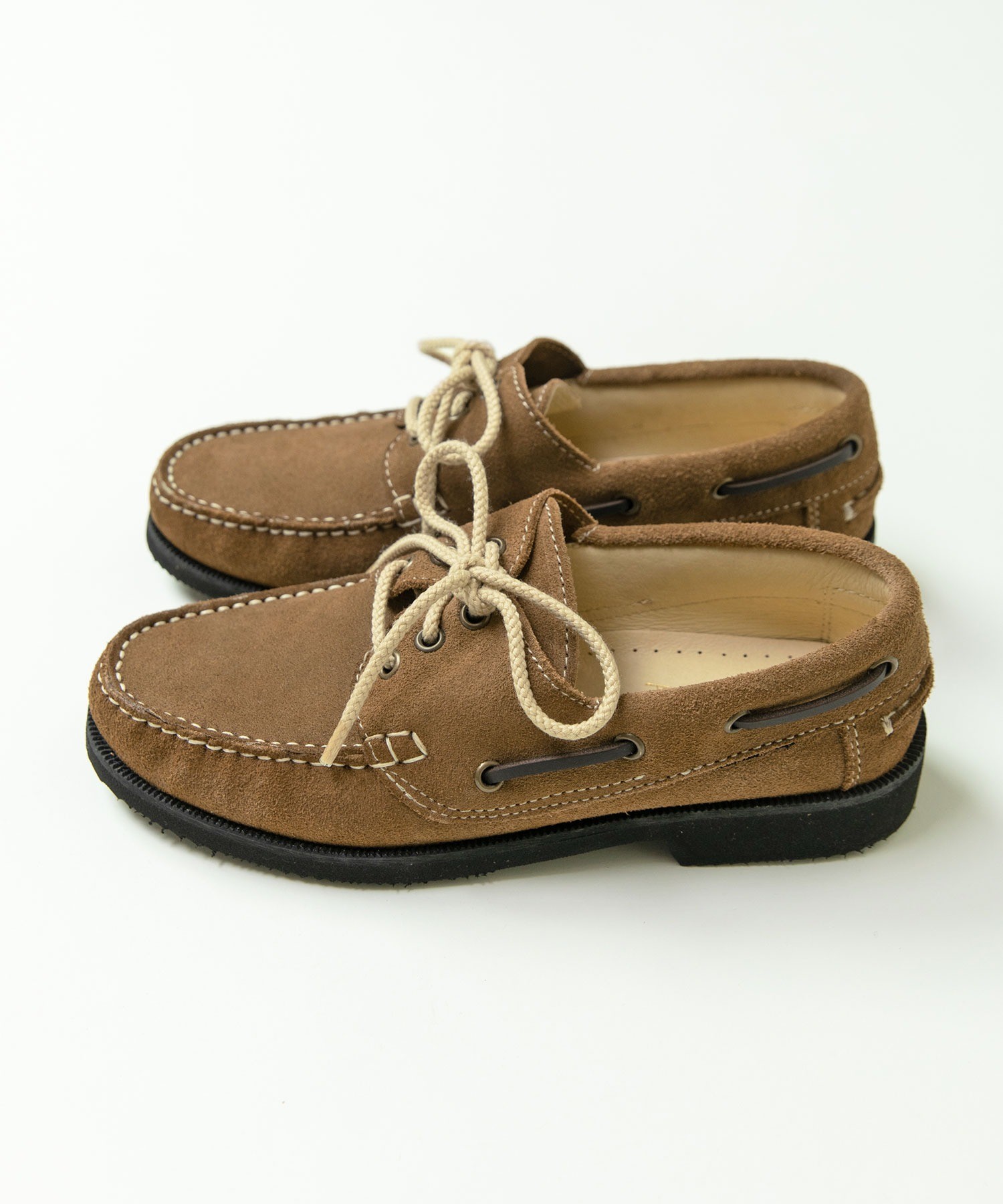 AMBIDEX Store ○スウェード/オイルレザー デッキシューズ(37 ベージュ