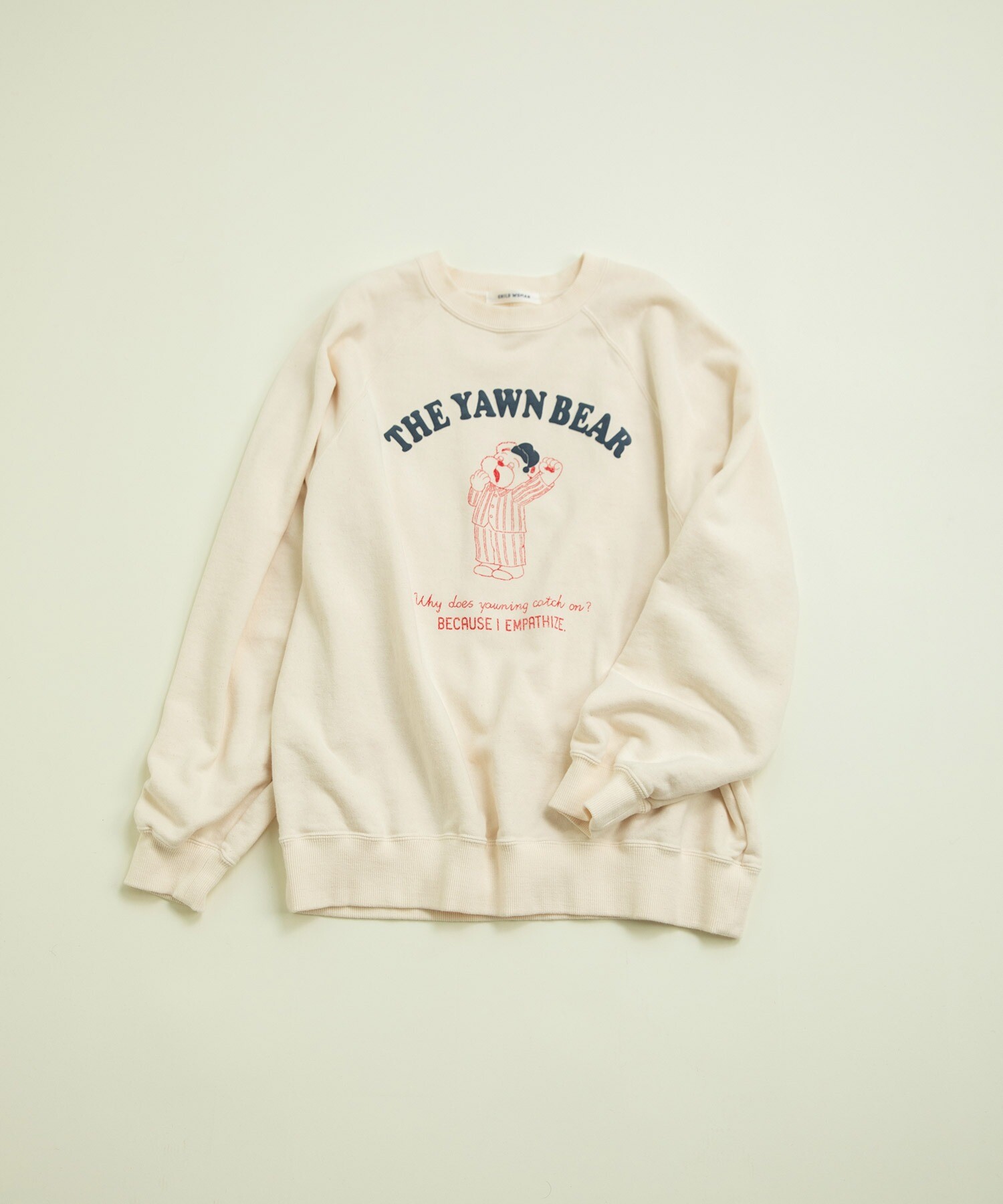 AMBIDEX Store ○30/10裏毛 眠たいくまプリントスウェット(F キナリ