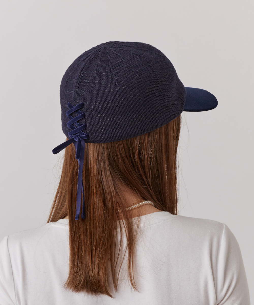 Chapeau d' O TM Knit x Velour Cap | 57.5cm(75) NAVY (71) | Chapeau