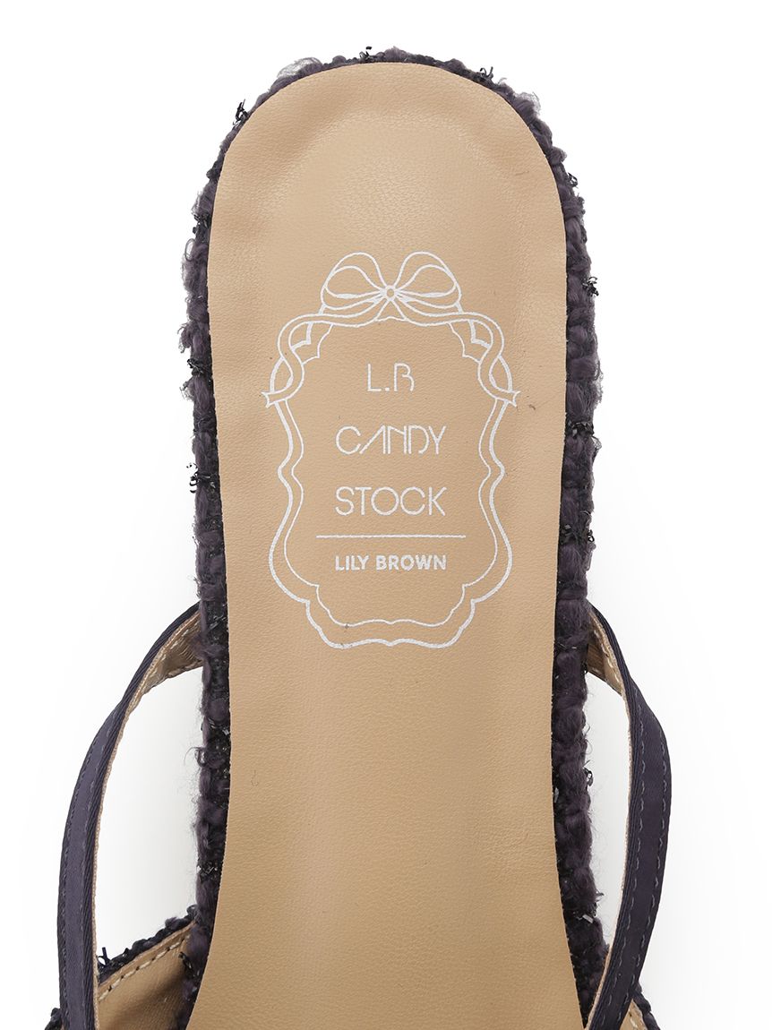 L.B CANDY STOCK]ビジューリボンストラップミュール(パンプス