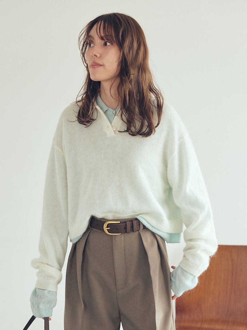 モヘア混シアーポロニットプルオーバー(ニット)｜トップス｜Mila Owen