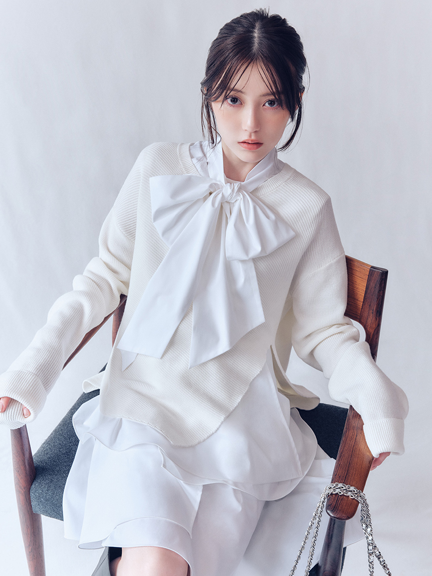 リボンタイコンビニットチュニック(ニット)｜トップス｜FRAY I.D