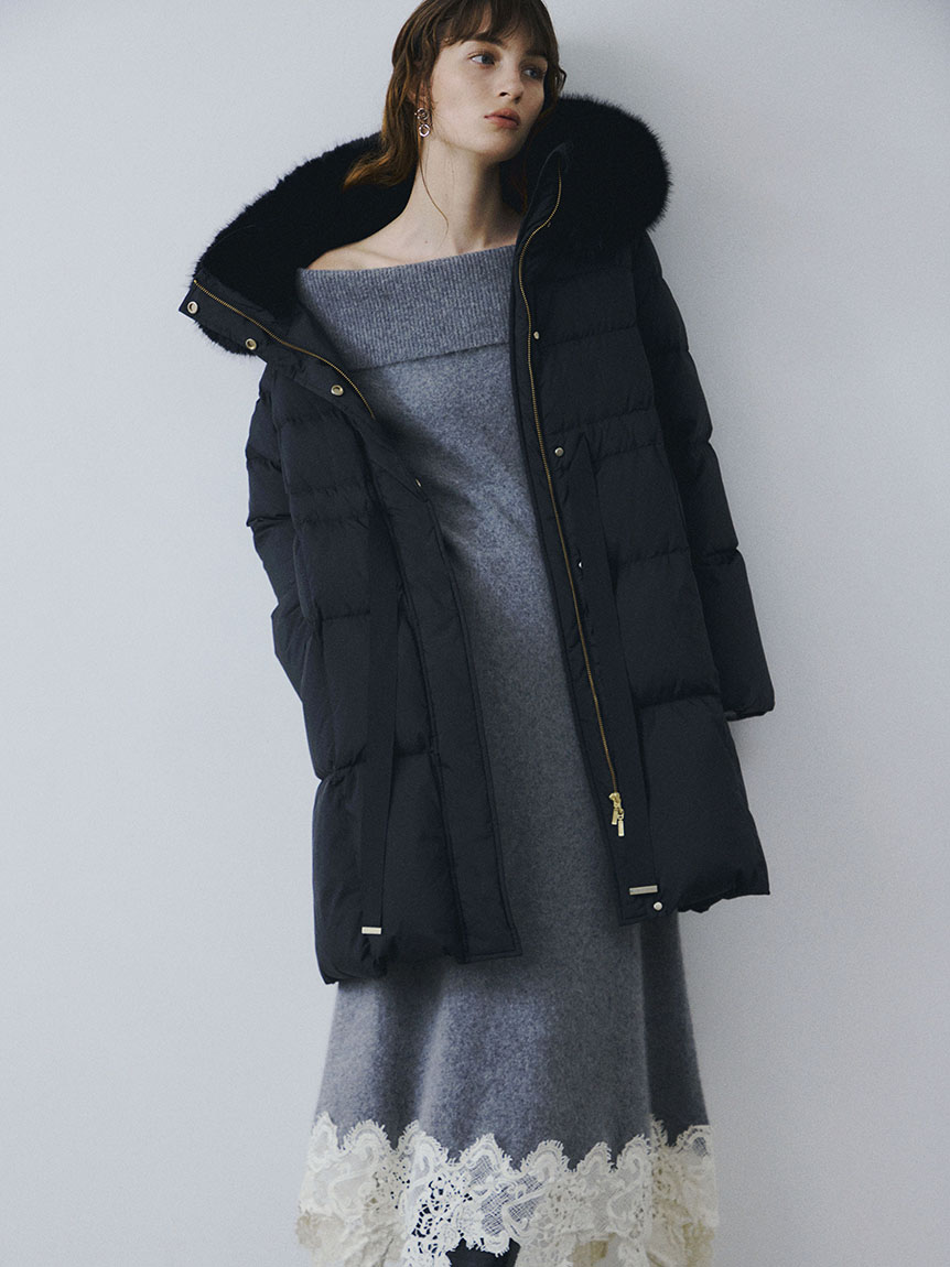 フォックスウールレースヘムワンピース(ニットワンピース)｜ワンピース