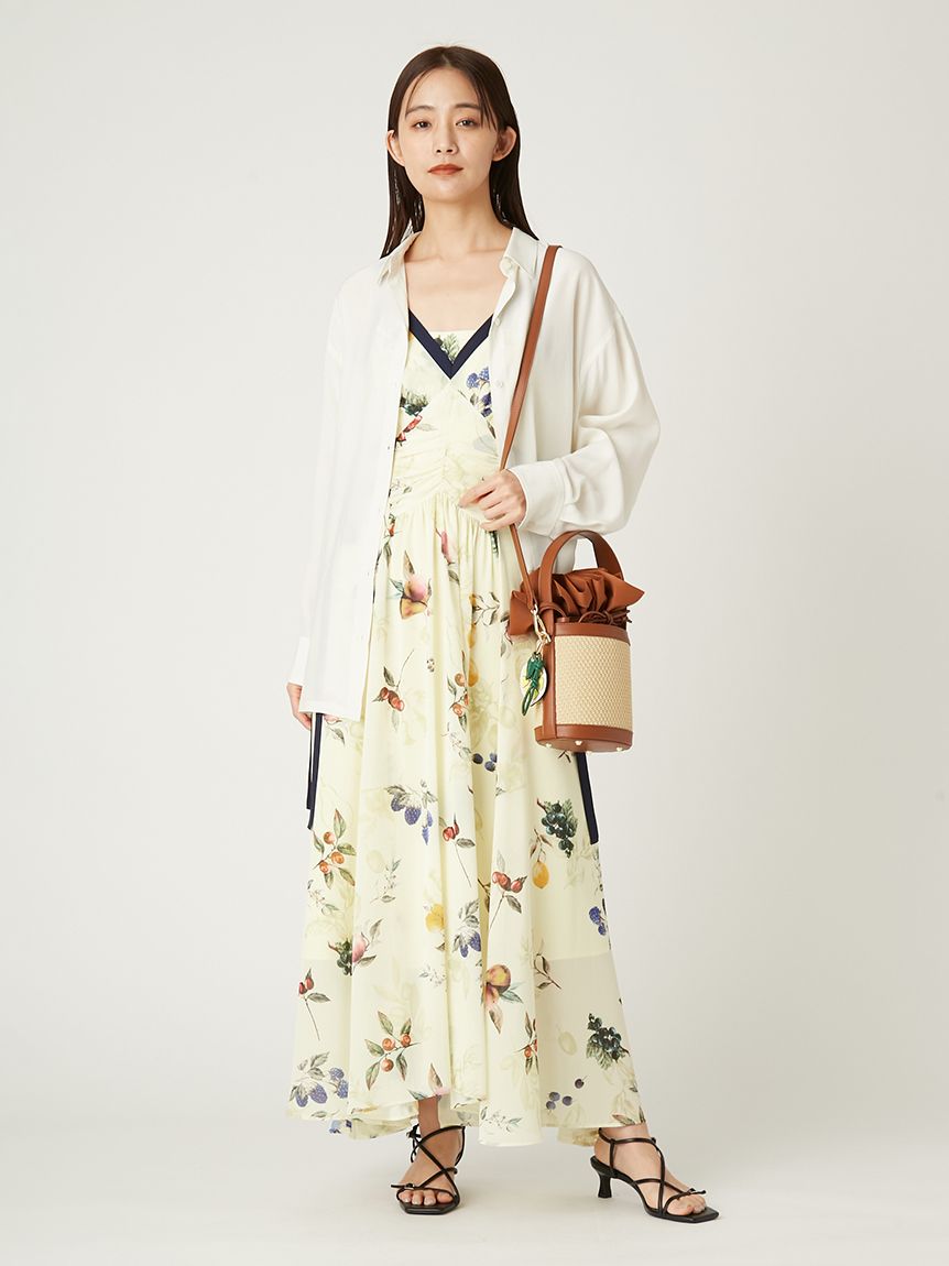 フルーツプリントサイドリボンキャミワンピース／ウォッシャブル