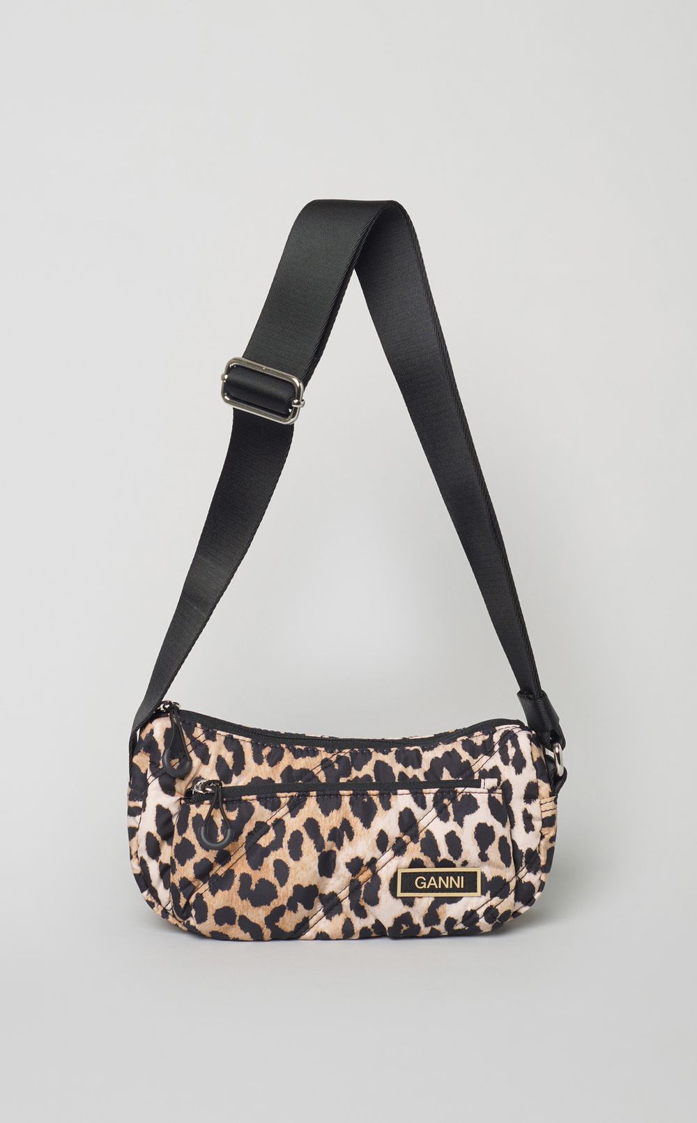 GANNI｜レオパードナイロンショルダーバッグ