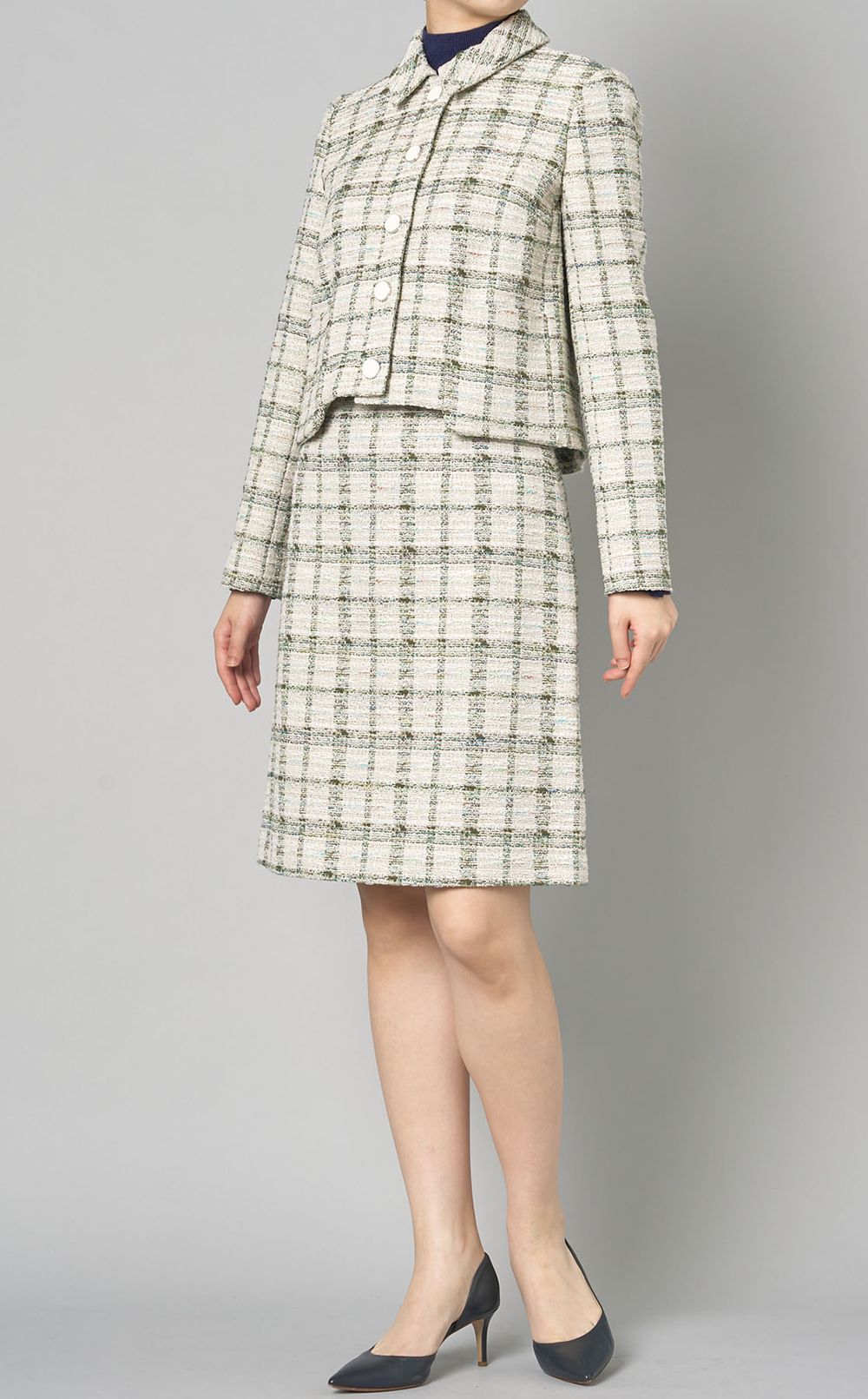 PAULE KA(ポールカ)ニットツイード ワンピース 長袖& ジャケット PAULE