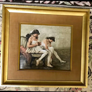 鬼頭鍋三郎【バレリーナ】￼50sヴィンテージノリタケ陶板35×38絵24×27c