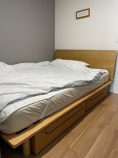 みゆ】無印 木製ベッドフレーム ダブル オーク ベッドフレーム・ダブル