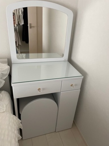 ホワイトドレッサー・鏡台 訳あり品 写真をご確認 102-② ホワイト