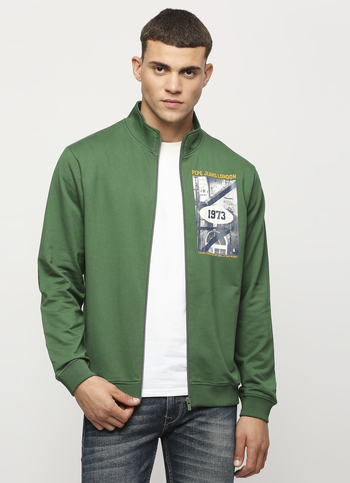 Graphic Print Full Zip Sweatshirt | Pepe Jeans India