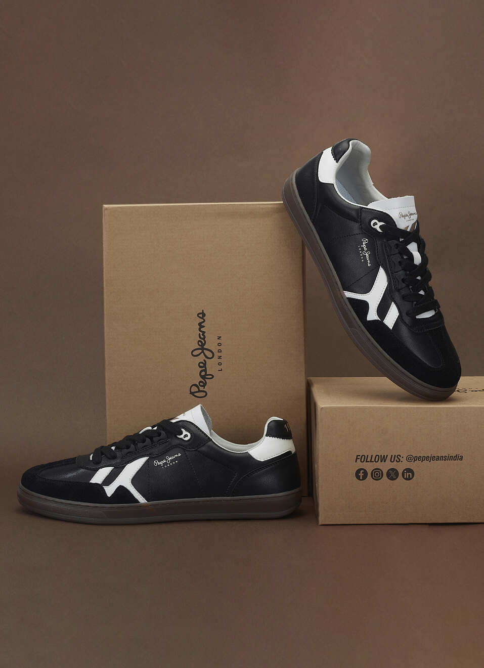 Men Black Premium Suede & Recycled Leather Sneakers With Ortholite