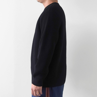 エクストラファインウール リブニット SAX／YONETOMI NEW BASIC（ヨネ