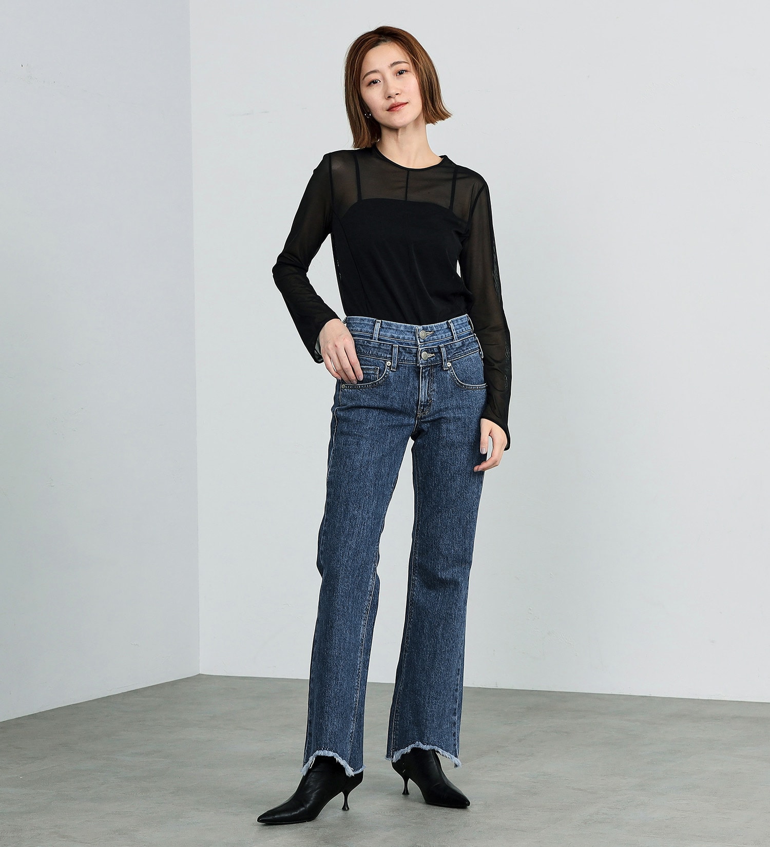 期間限定SALE】SOMETHING LISA フレア Wベルト デニムパンツ|SOMETHING