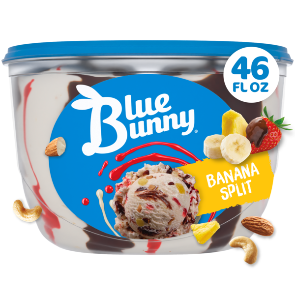 Blue Bunny Banana Split Frozen Dessert, 46 fl oz Same-Day Delivery