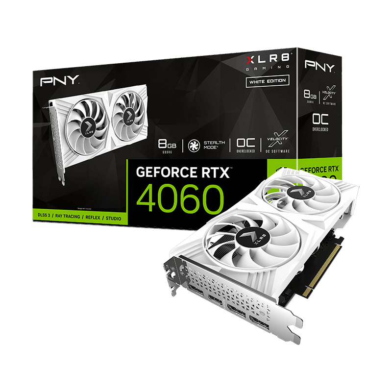 PNY GeForce RTX™ 4060 8GB XLR8 Gaming VERTO Dual Fan OC White