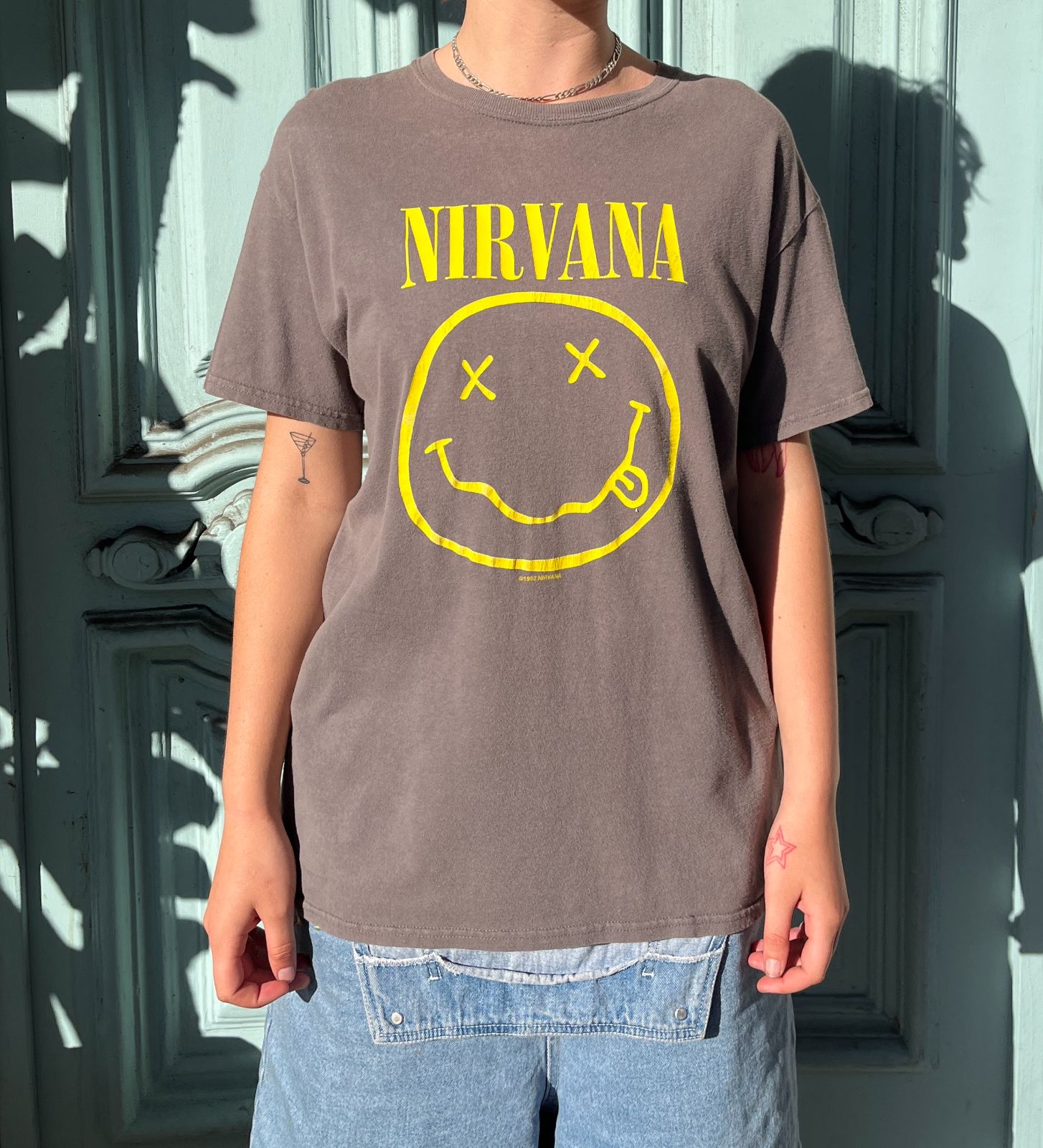 1992 Faded Nirvana Smiley Face Graphic 100% Cotton T-shirt