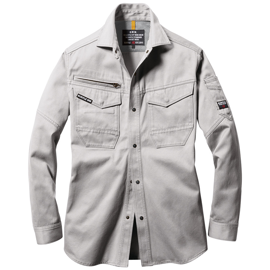 長袖シャツ ユニセックス 8105－5 シルバー （SS～3L）| 作業