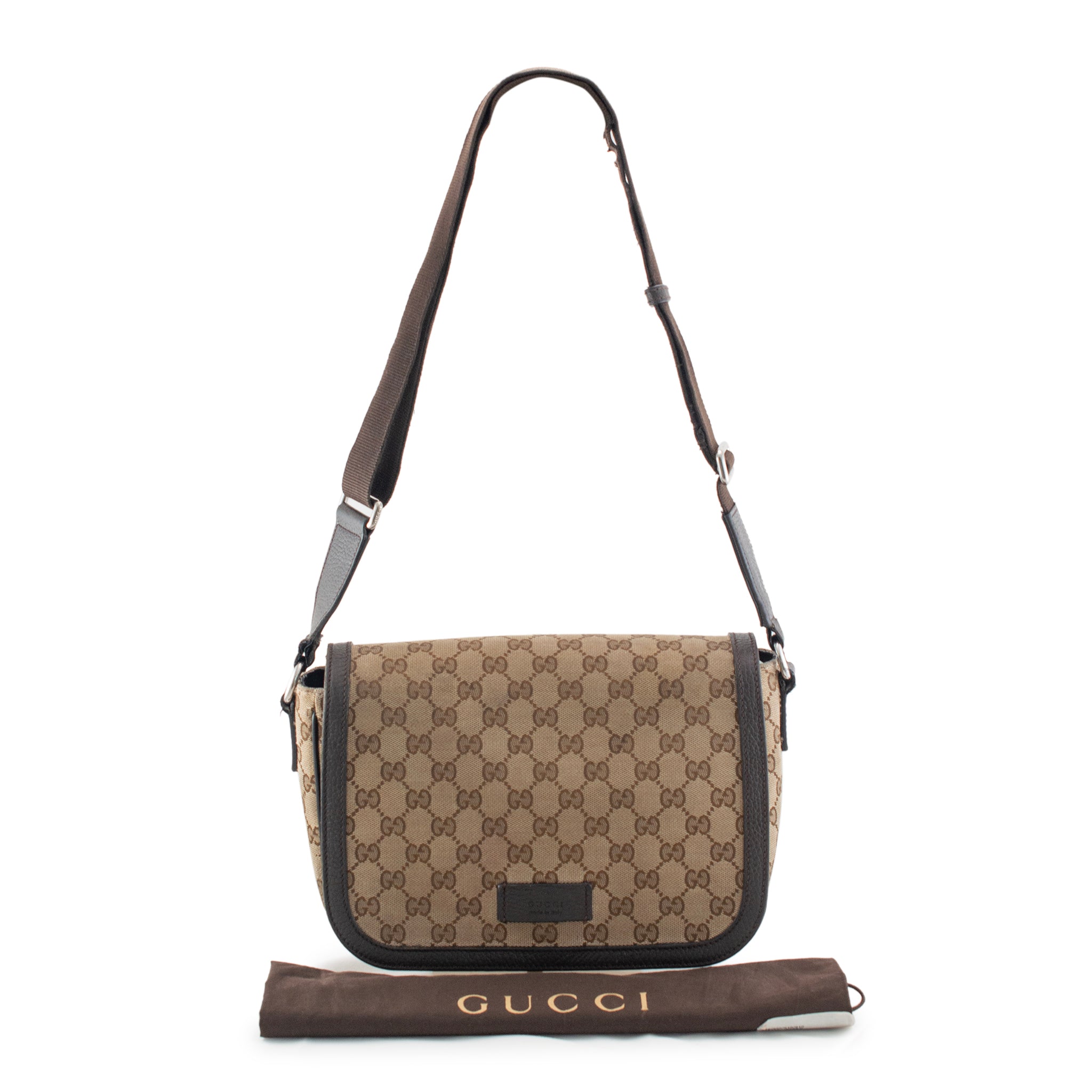 Gucci Monogram GG Canvas 807401990 Brown & Beige Flap Cross Body Messe
