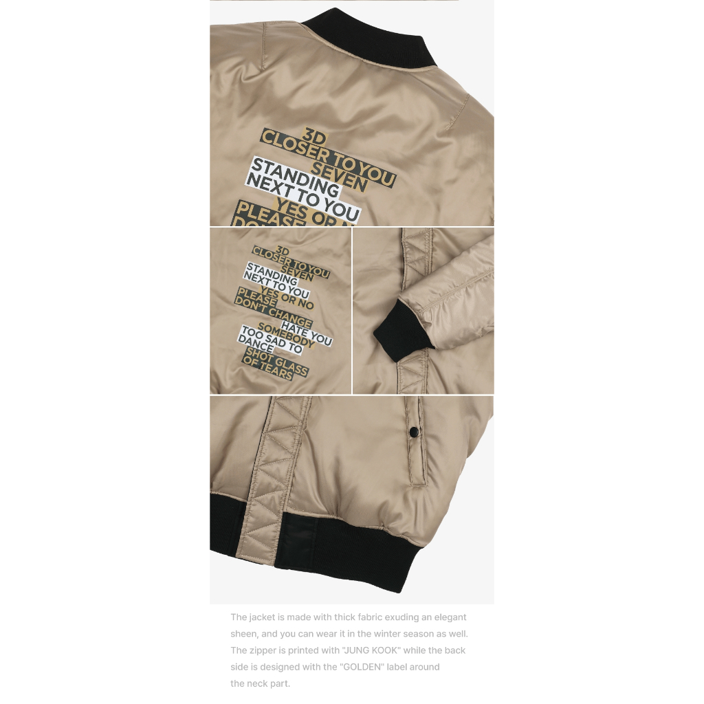 1st PO) BTS Jung Kook Golden Oversized Bomber Jacket | Shopee México