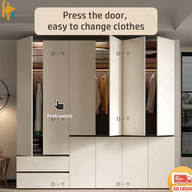 ZX Full Solid Wood wardrobe Closet With Open Door Modern Simple