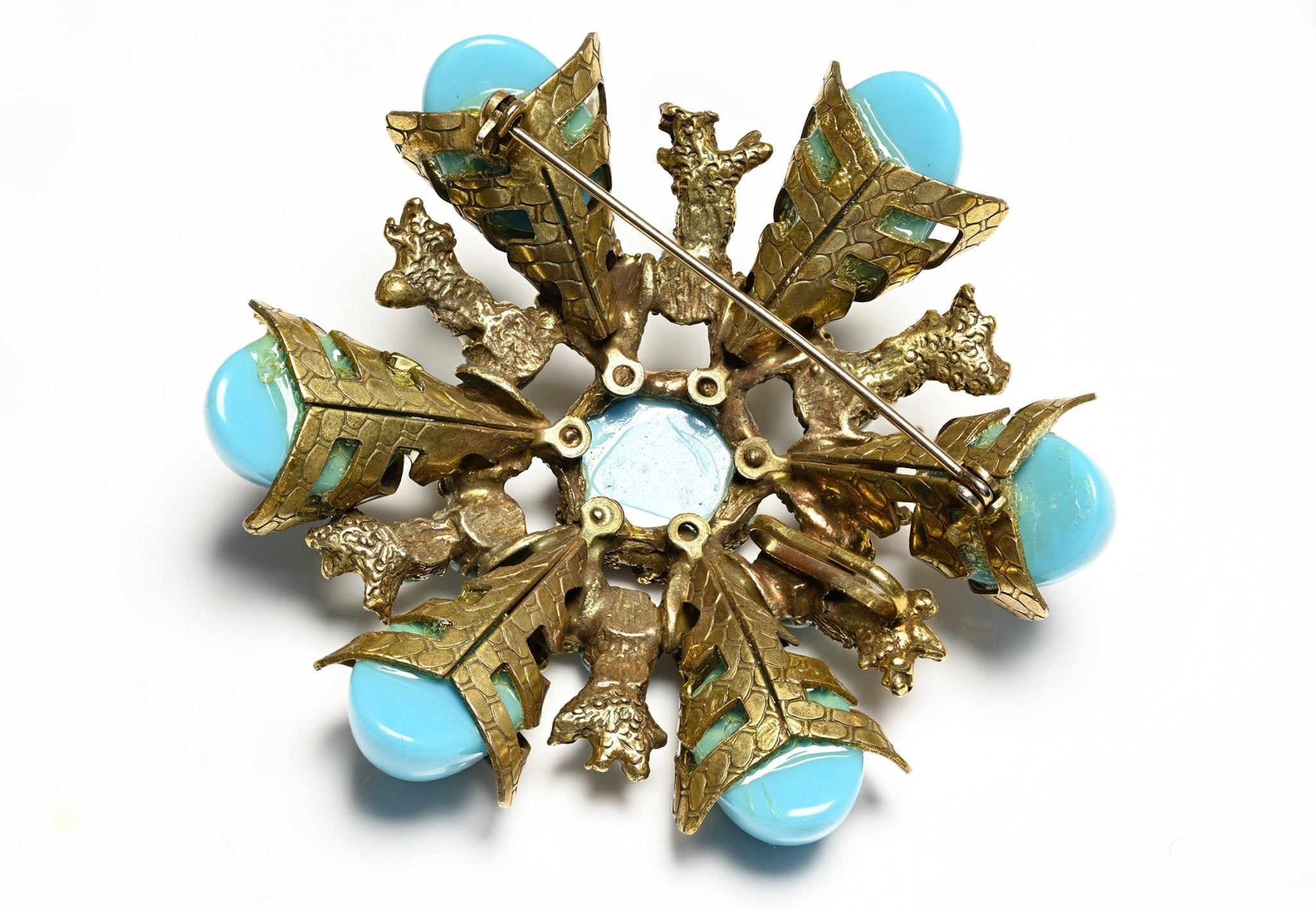 Vintage Juliana Delizza & Elster Morrocan Matrix Blue Beads Brooch