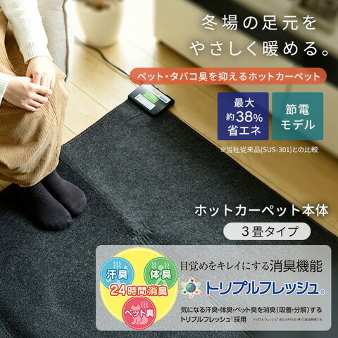 dショッピング |ホットカーペット 3畳 空気をキレイにする ホット