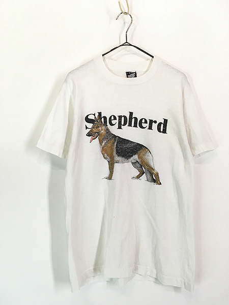 古着 80s USA製 犬 シェパード アニマル Tシャツ L 古着【30off
