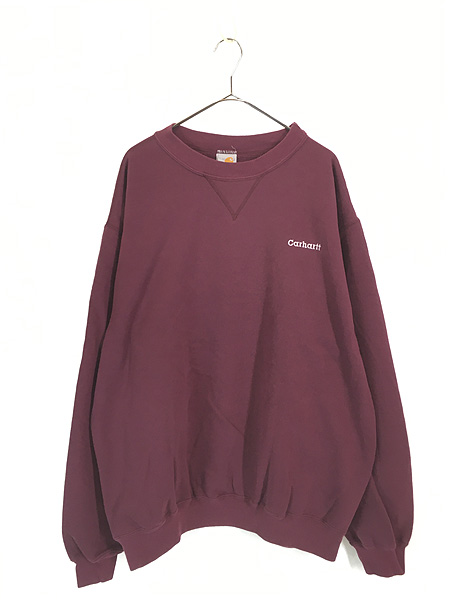 古着 90s Carhartt ワンポイント 前V スウェット トレーナー Wレッド