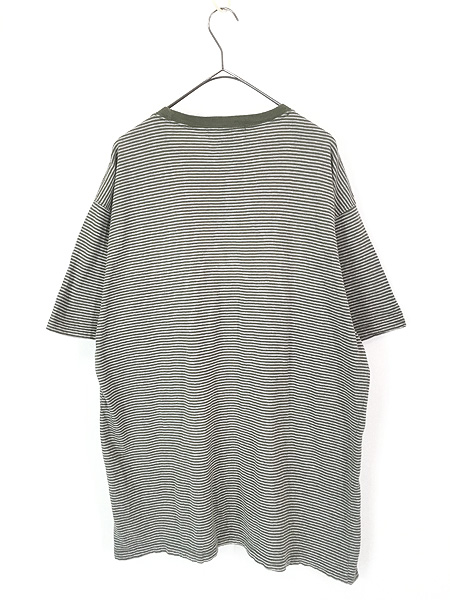 古着 90s USA製 BANANA REPUBLIC オリーブ × グレー ボーダー ポケット