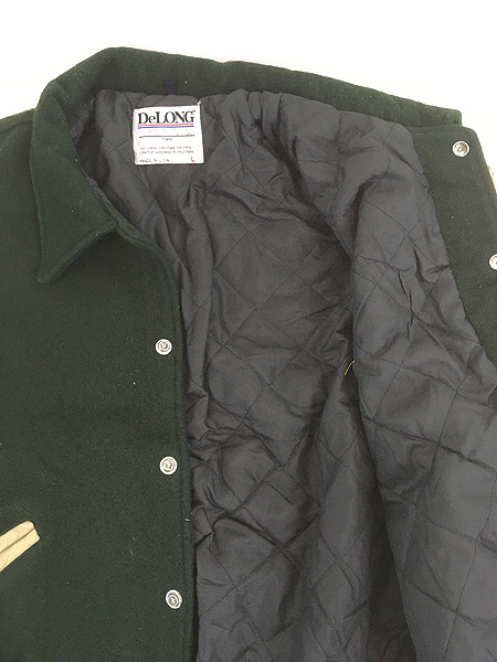 古着 80s USA製 DeLONG 本革 レザー メルトン ウール 襟付き