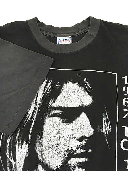 古着 90s USA製 NIRVANA Kurt Cobain モノクロ フォト ブートレグ 追悼