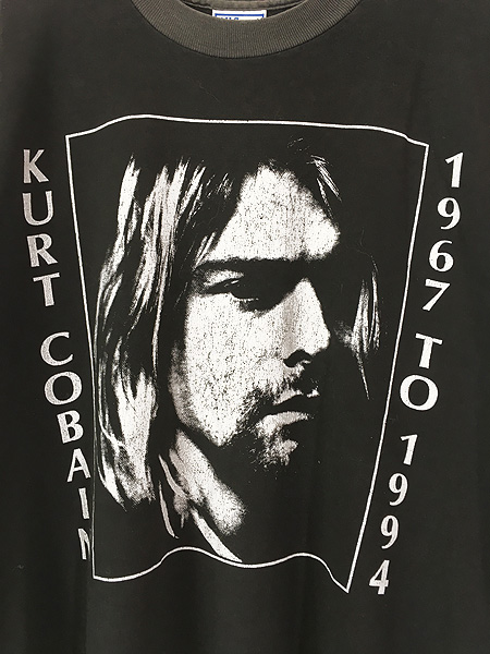 古着 90s USA製 NIRVANA Kurt Cobain モノクロ フォト ブートレグ 追悼