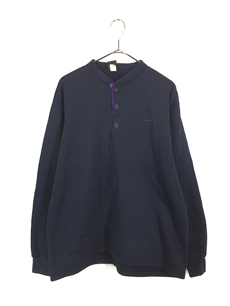 古着 90s USA製 Patagonia ワンポイント ソリッド ヘンリーネック