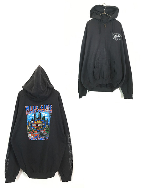 古着 00s HARLEY DAVIDSON バー&シールド イーグル スウェット ジップ
