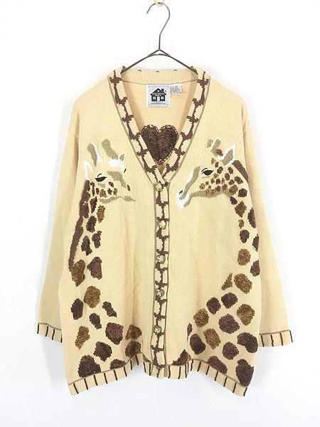 レディース 古着 90s Storybook knits きりん アニマル ビーズ
