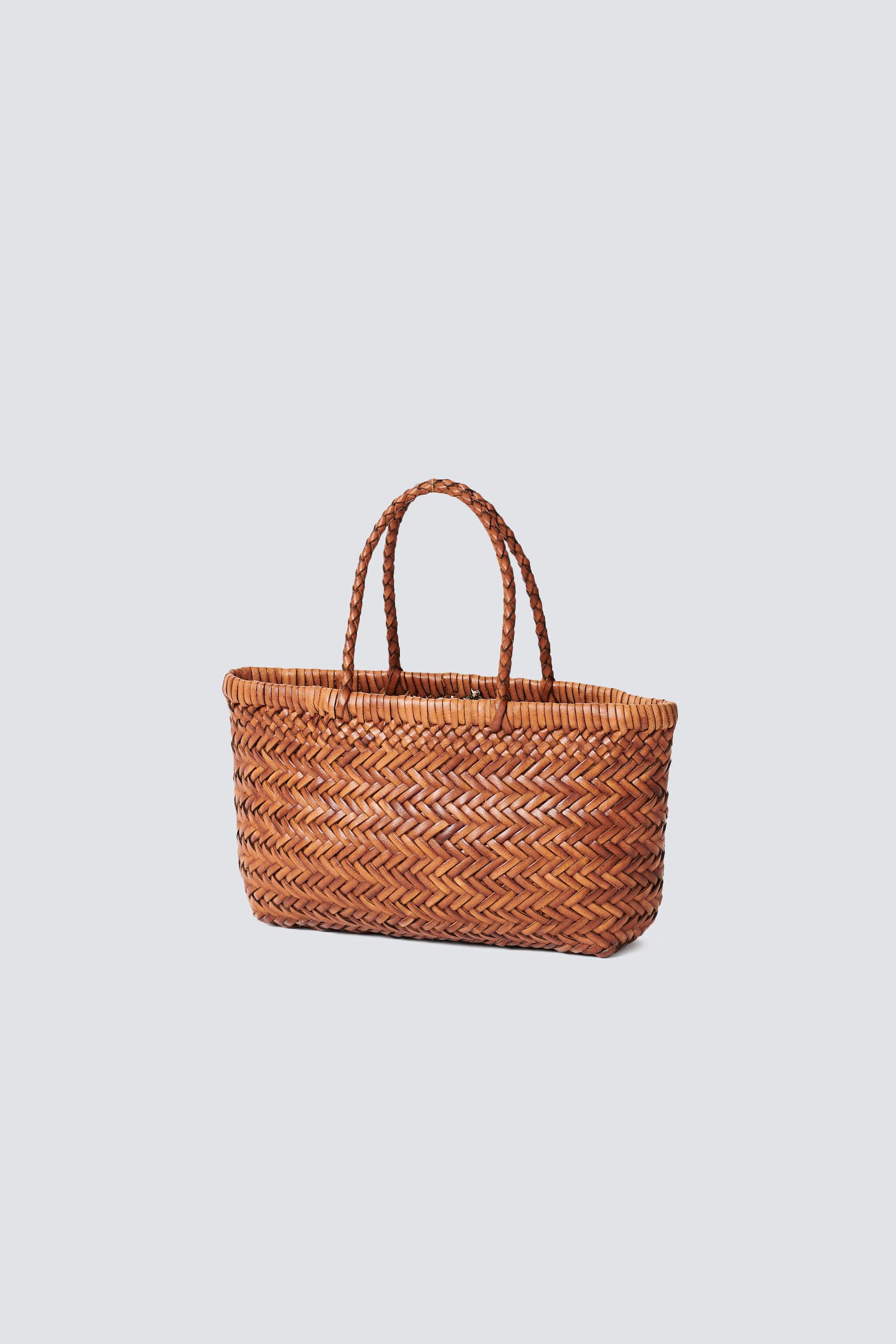 Dragon Diffusion - Mini Flat Gora Tan Woven Leather Bag