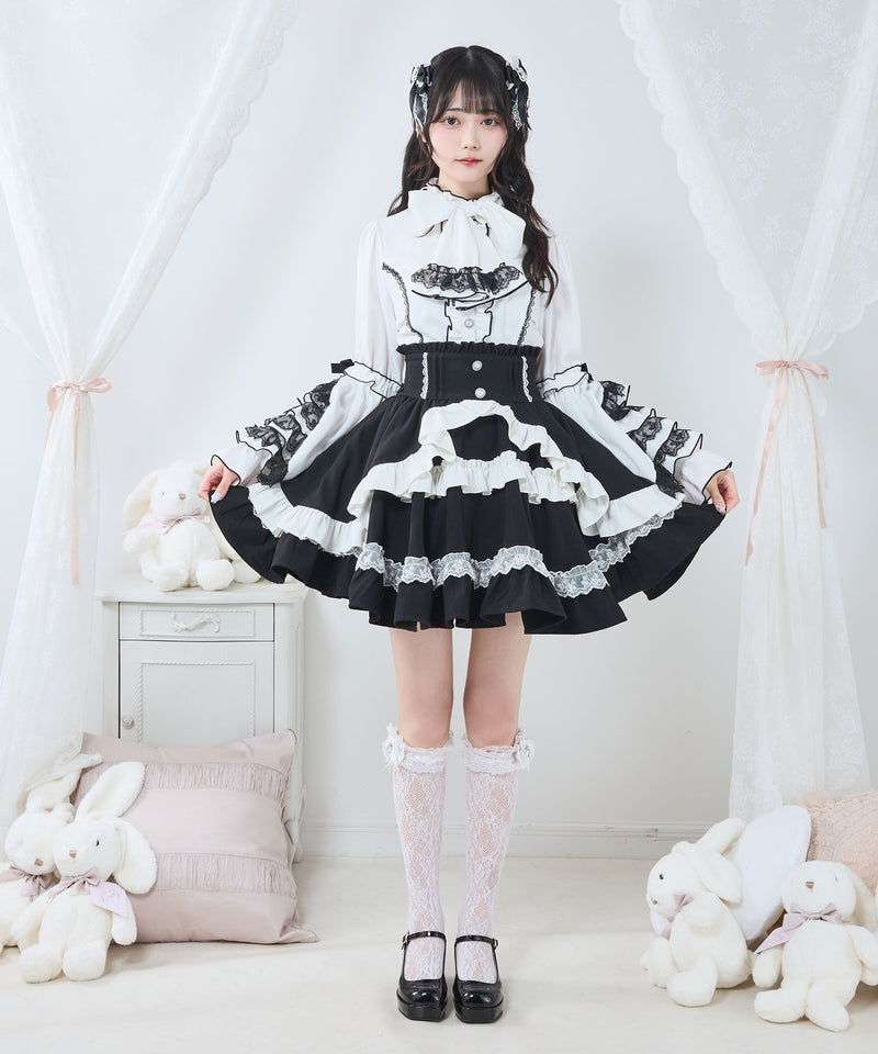 フリルハイネックレースリボンプリンセスブラウス – レディース